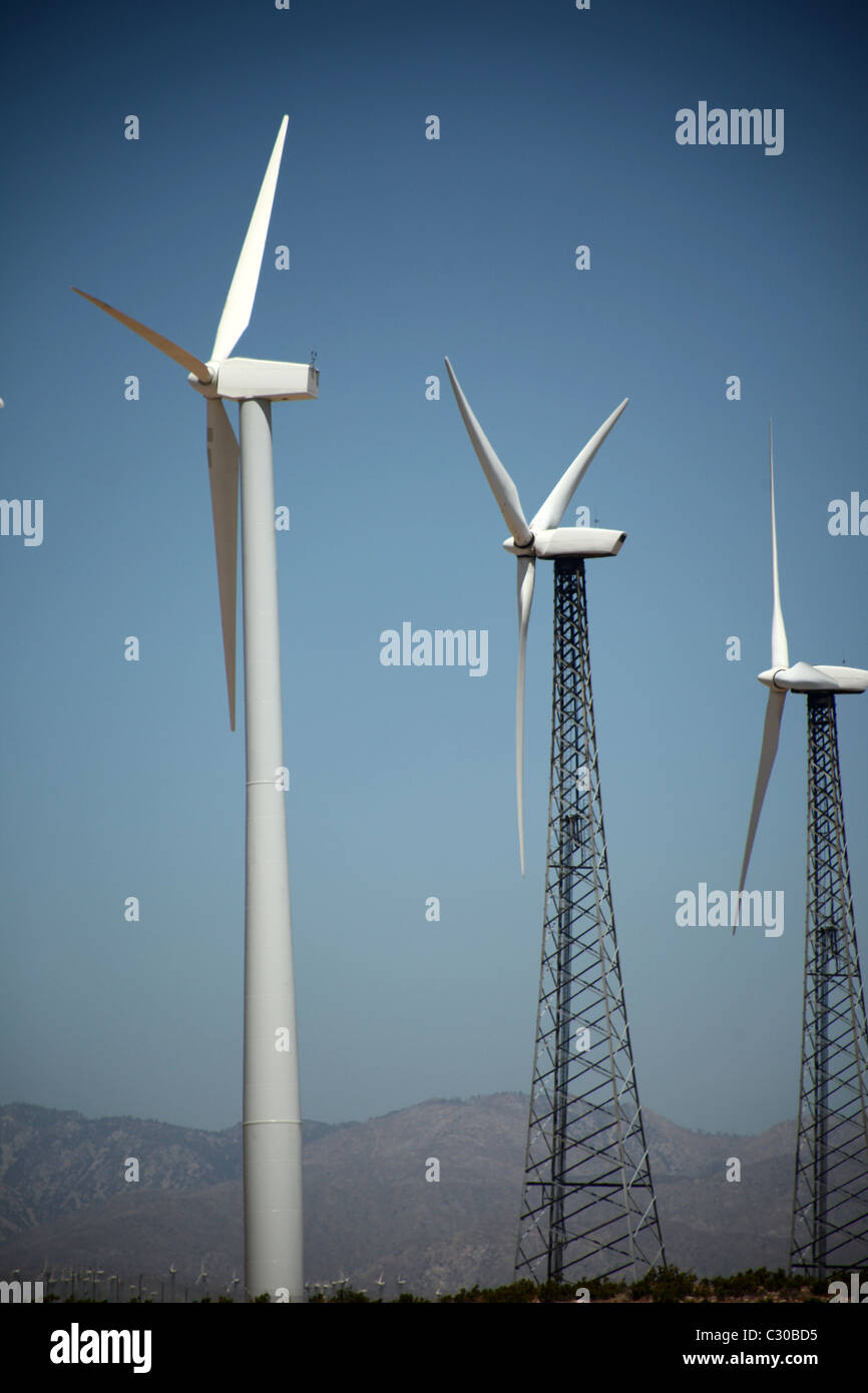 Wind farm near Palm Springs California Stock Photo