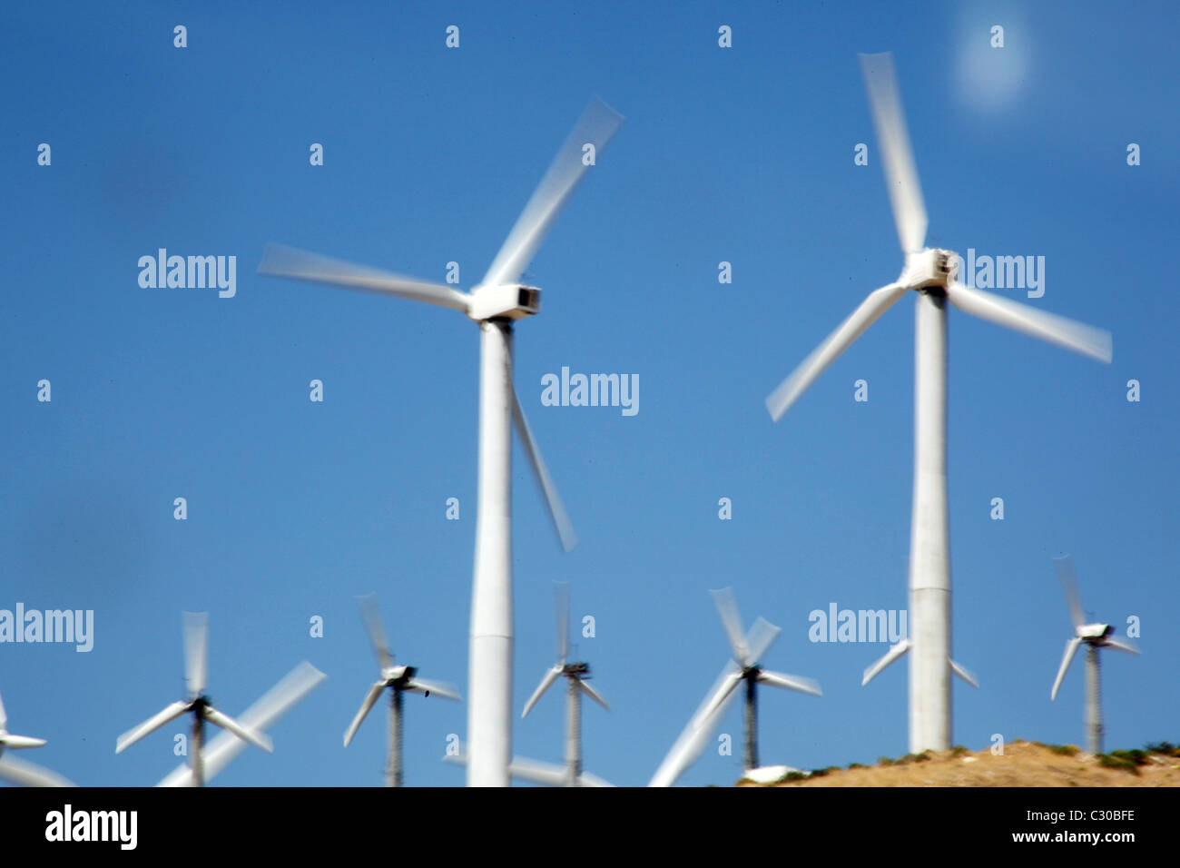 Wind farm near Palm Springs California Stock Photo