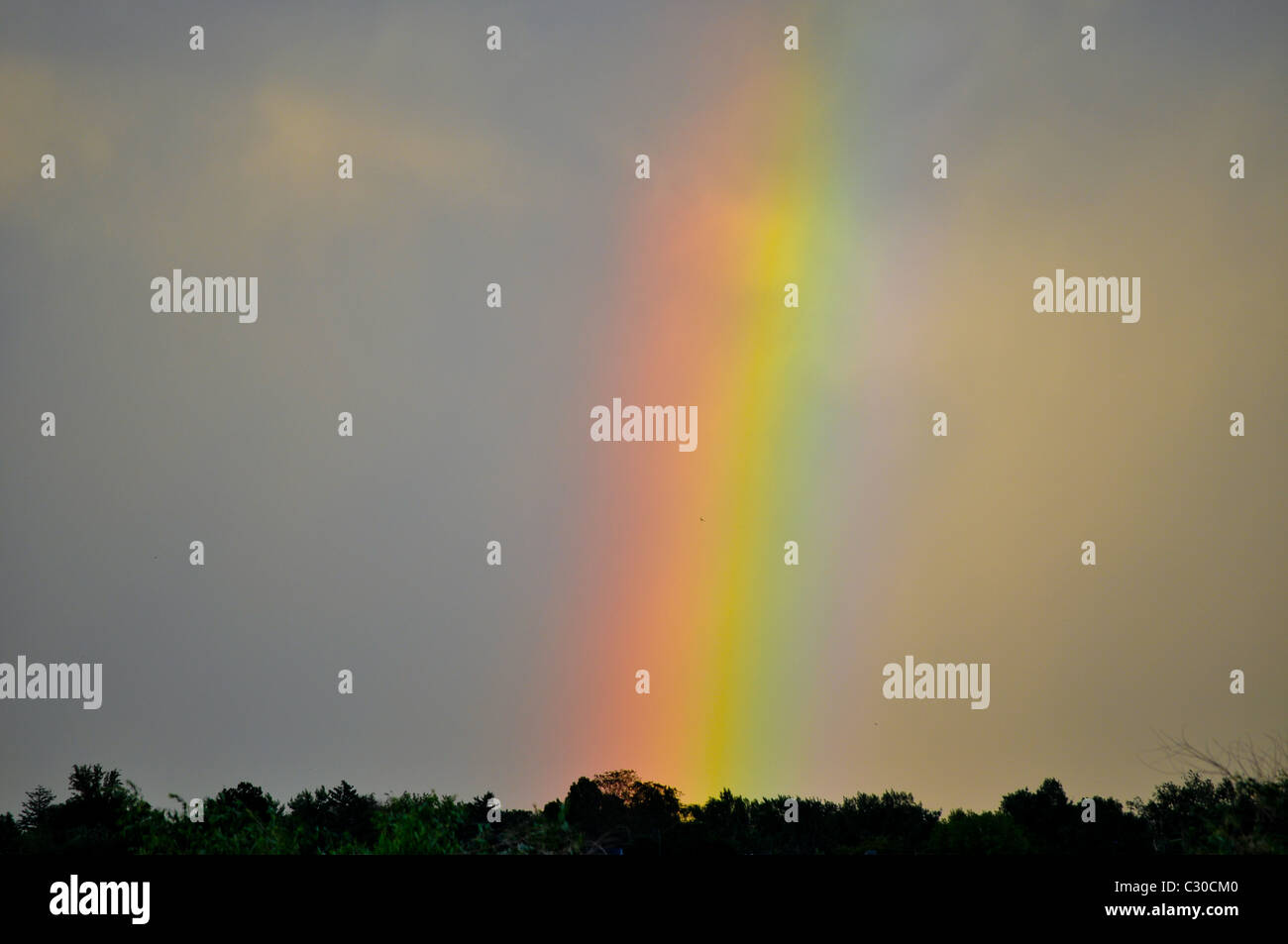 rainbow over park in Denver colorado Stock Photo