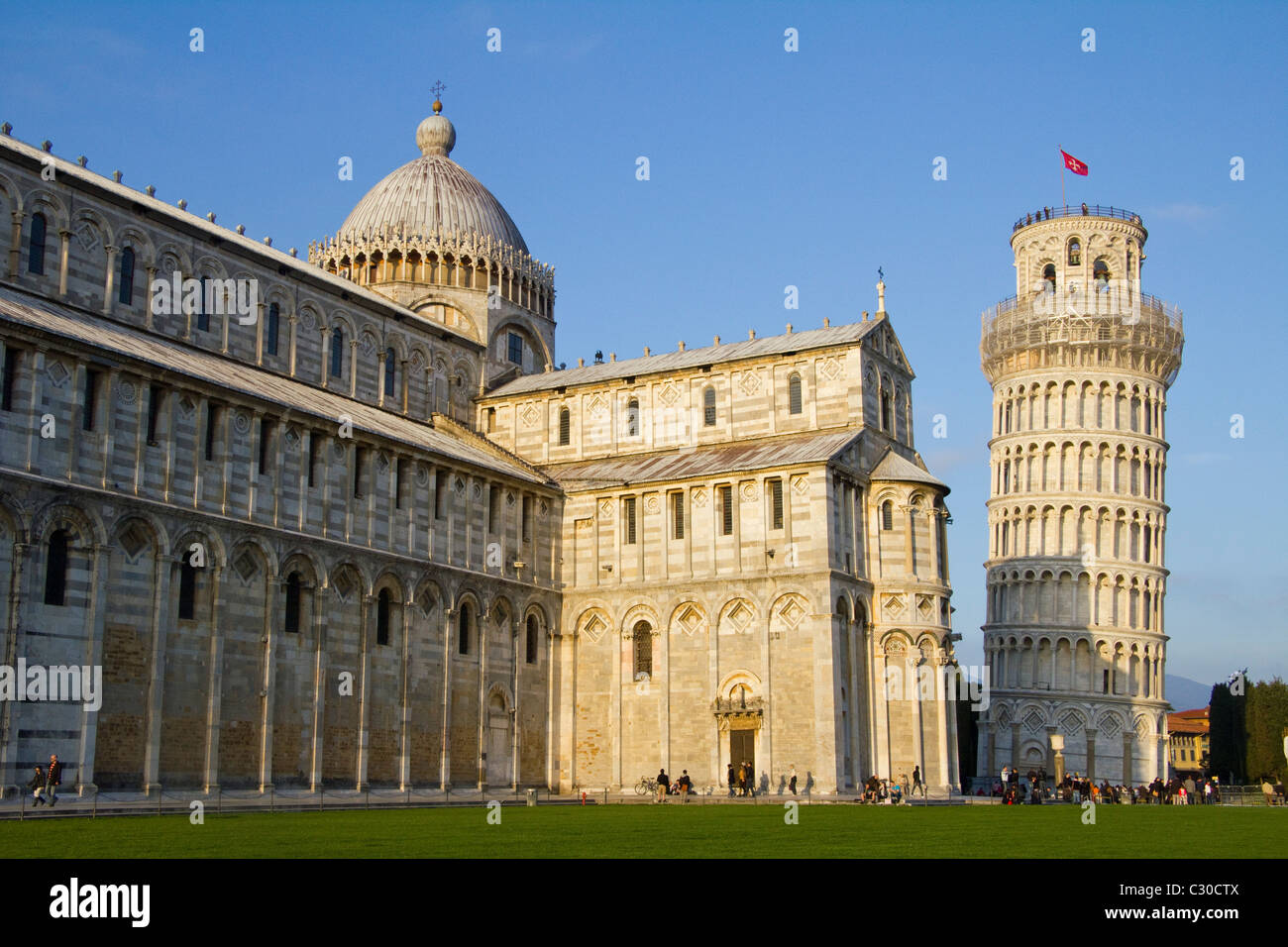 The Leaning Tower of Pisa and cathedral Tuscany Italy Stock Photo