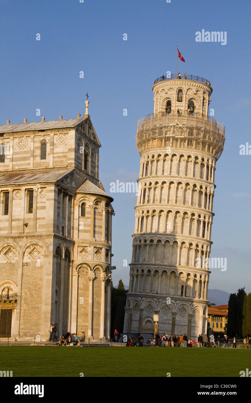 The Leaning Tower of Pisa and cathedral Tuscany Italy Stock Photo