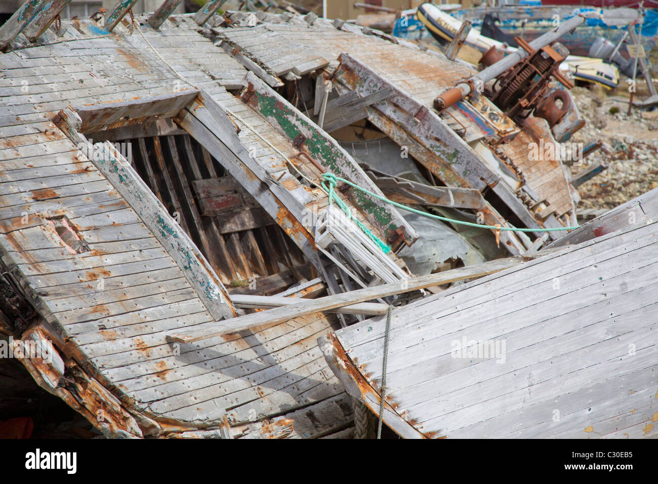 Wooden shipwrecks, Port Stanley, East Falklands Stock Photo