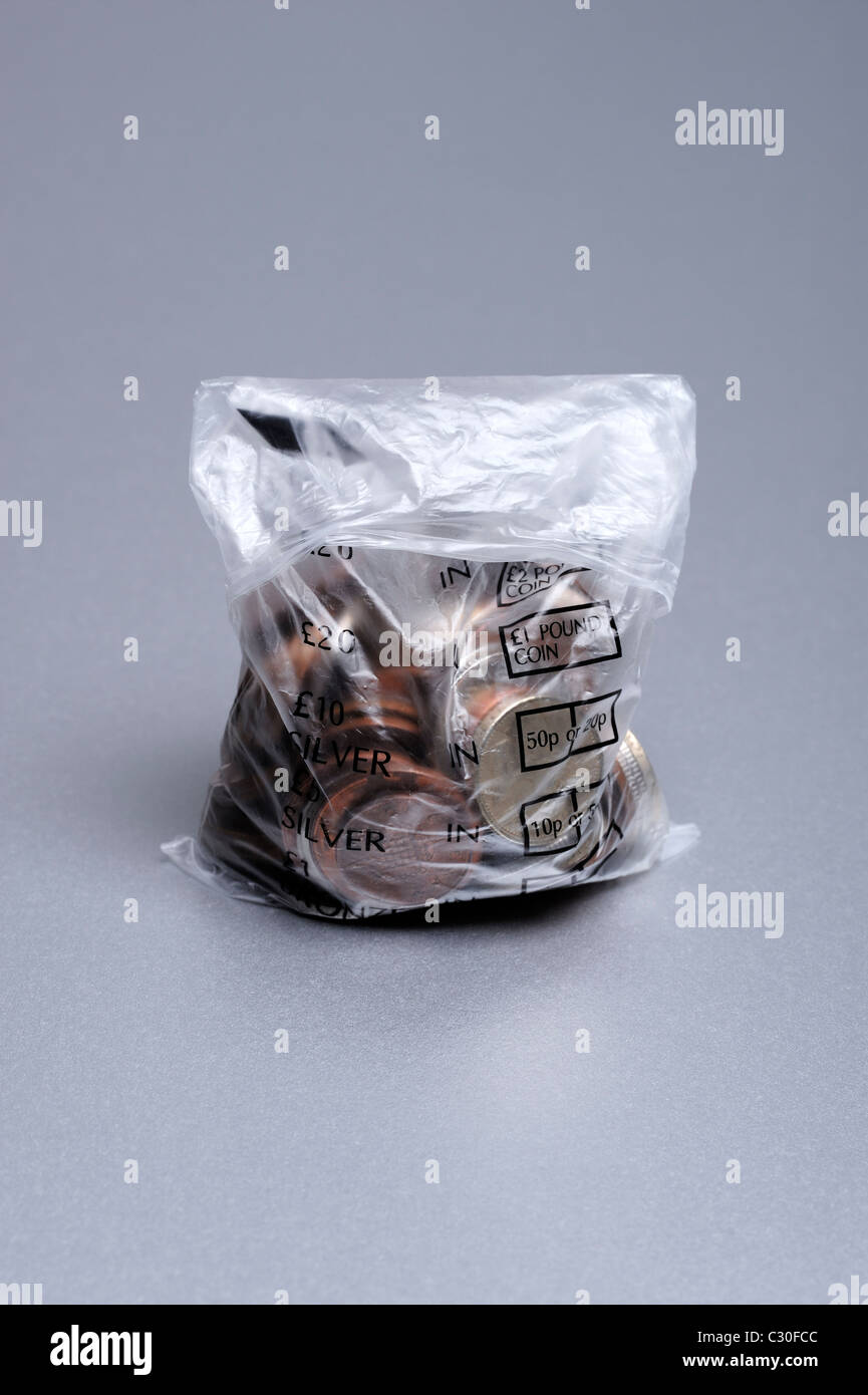 Bag of coins Stock Photo