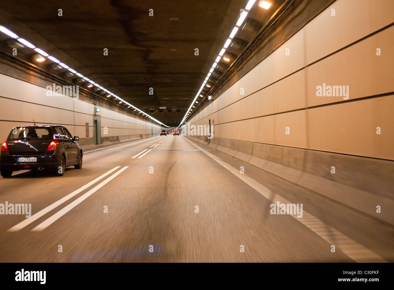 Tunnel from Copenhagen to Oresund bridge Stock Photo