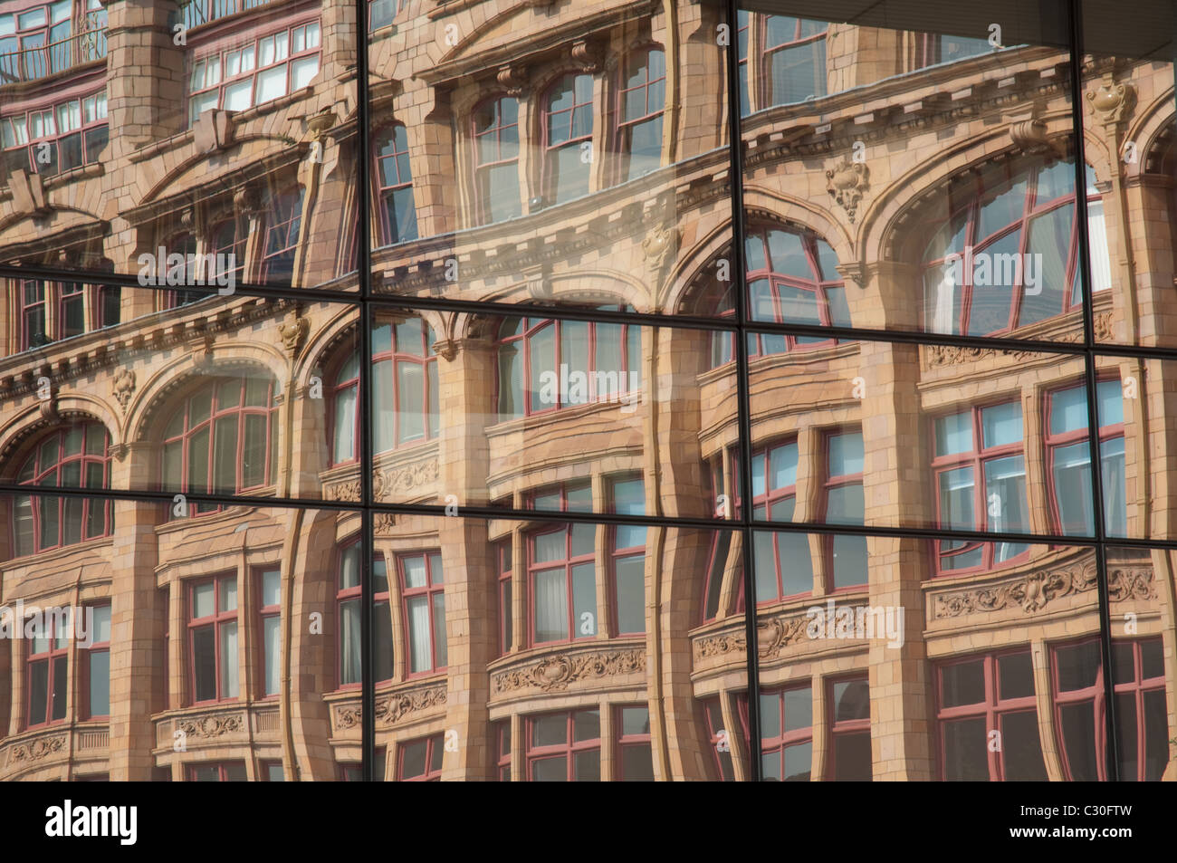 Chepstow House ,former commercial property now apartments, reflected in