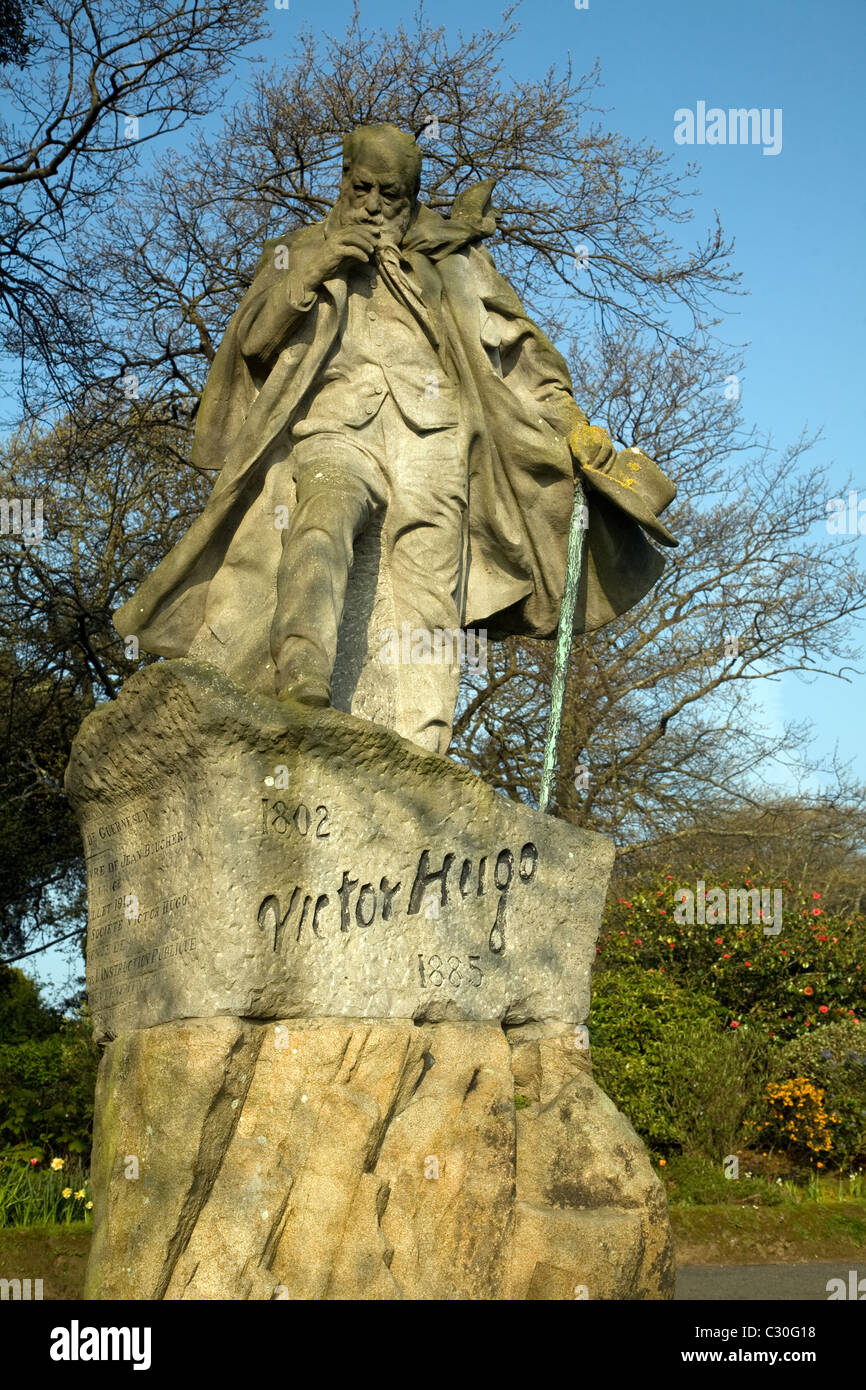 Victor Hugo statue, Candie Gardens, St Peter Port, Guernsey Stock Photo