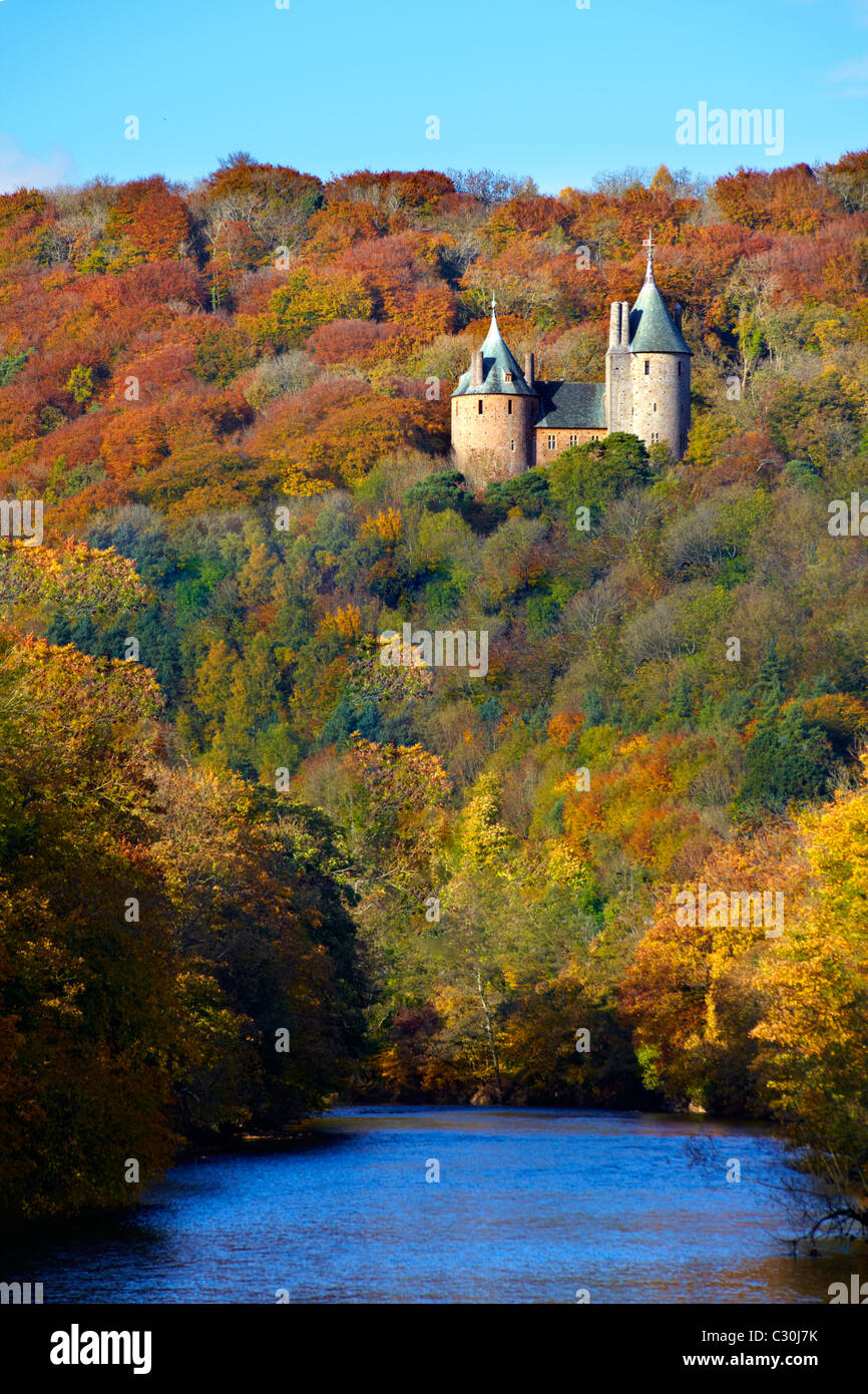 Castell Coch,  (Castle Coch) Wales, overlooking the River Taff in Autumn. Stock Photo