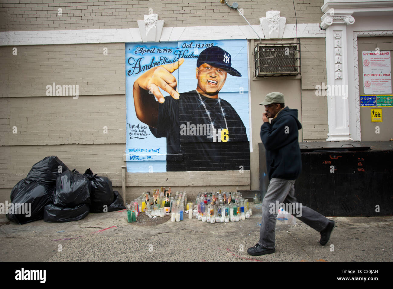 A mural in remembrance of Andre Hudson, a rap promoter who died October 13, 2010 in a car accident Stock Photo
