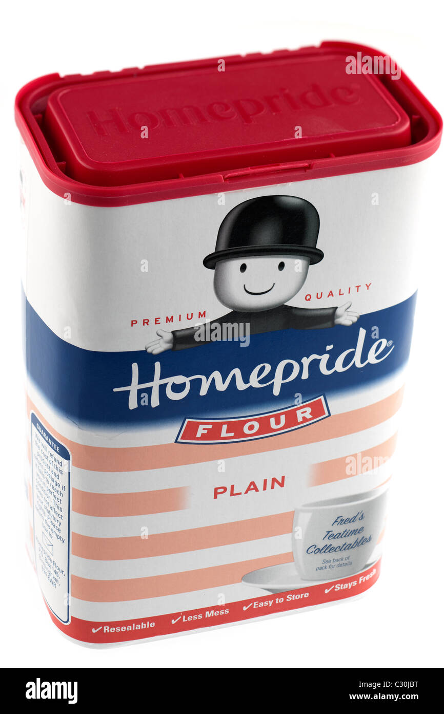 Resealable container of Homepride Plain flour Stock Photo