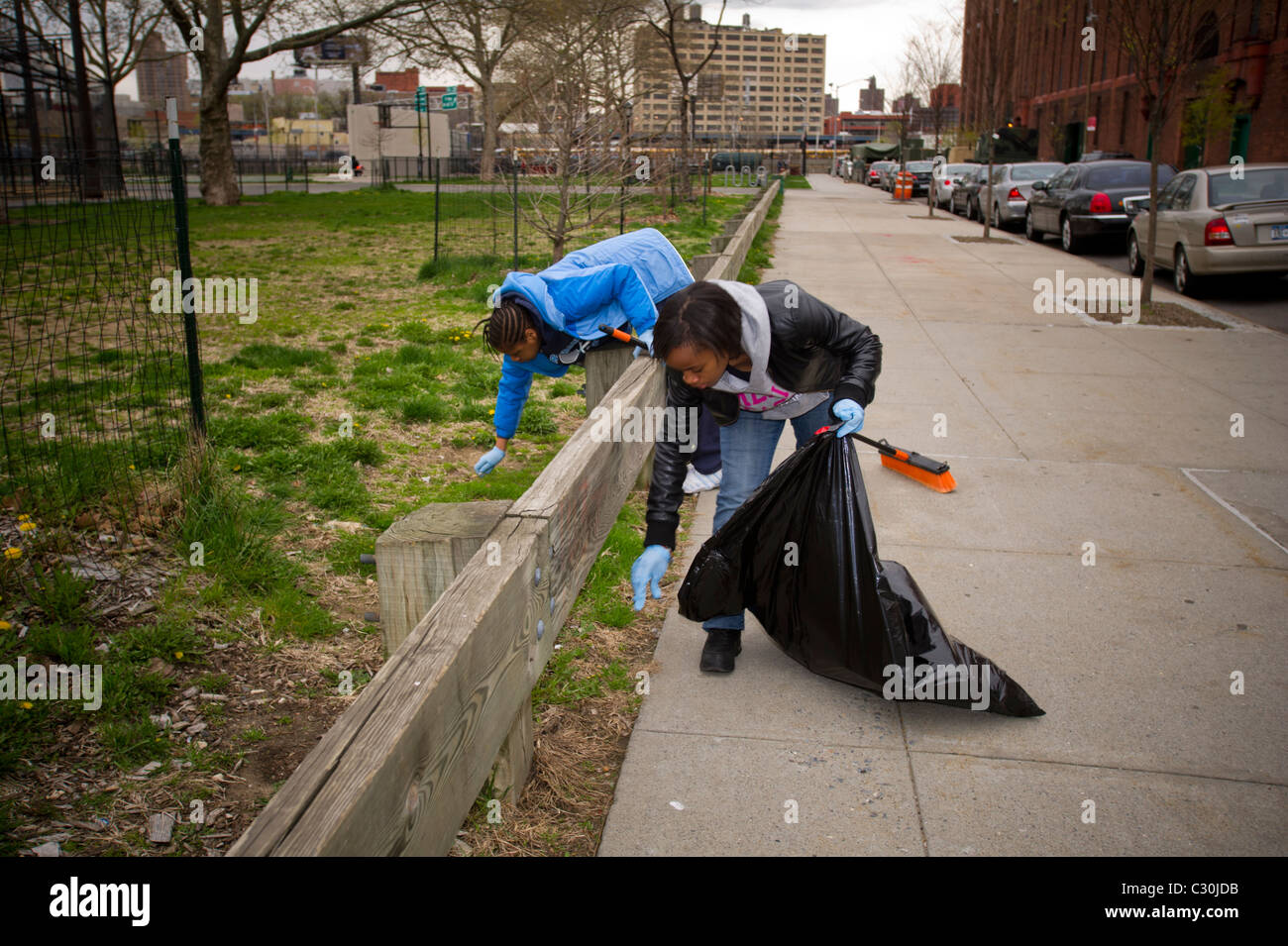 Clean Up Day in Harlem around the 369th Harlem Armory in New York on Earth Day Stock Photo Alamy