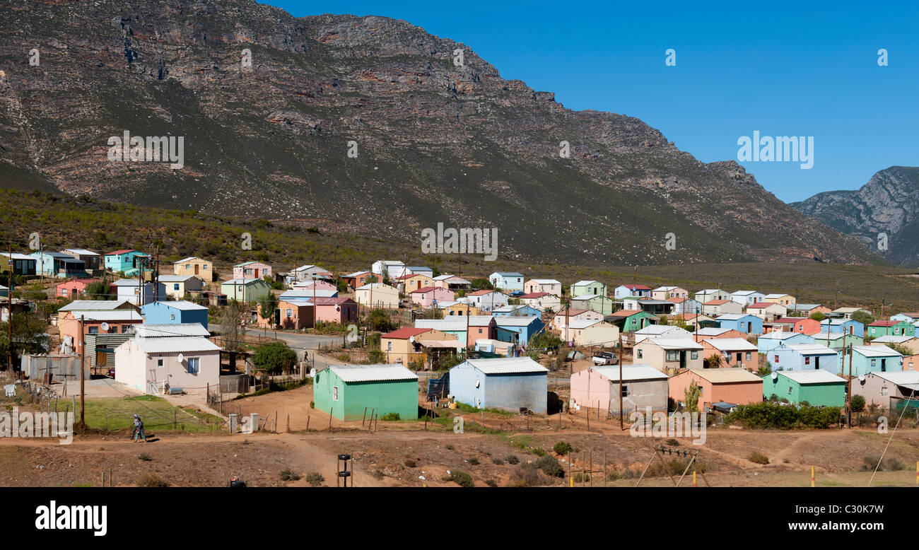 Smitsville, the area for coloured people known as a 'township' behind the town of Barrydale in the Western Cape, South Africa. T Stock Photo