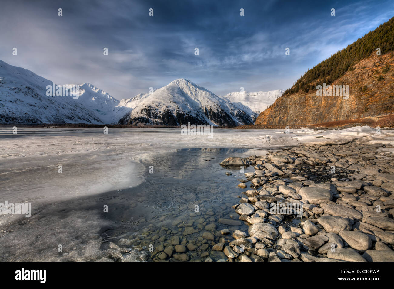 Portage Lake And The Chugach Mountains Alaska HDR Stock Photo Alamy Portage Lake And The Chugach Mountains Alaska HDR Stock Photo Alamy