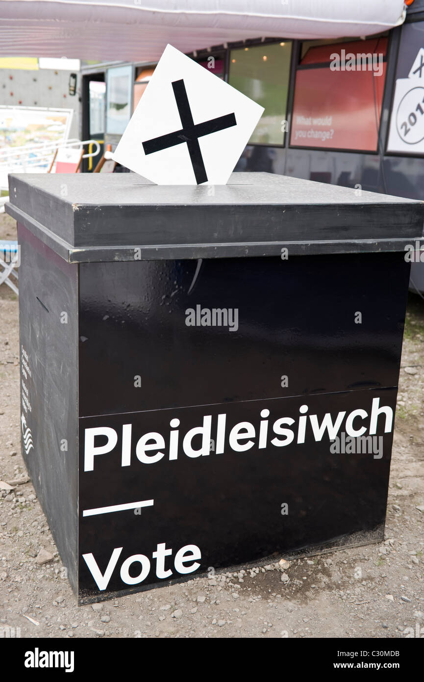 National Assembly of Wales voting ballot box at National Eisteddfod 2010 Ebbw Vale Blaenau Gwent South Wales UK Stock Photo