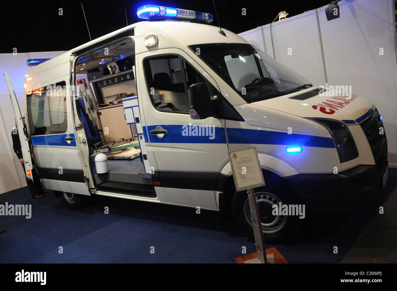 volkswagen crafter 2.5 tdi ambulance on EUROPOLTECH 2011 international fair in Warsaw, Poland Stock Photo