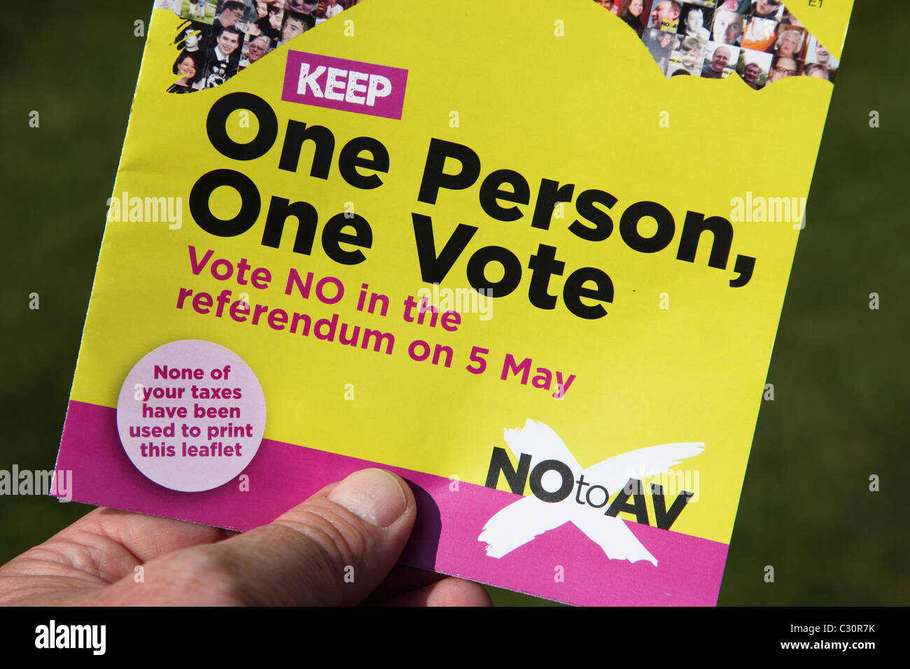 Literature supporting the 'No Vote' in the Alternative Vote (AV) referendum. Stock Photo
