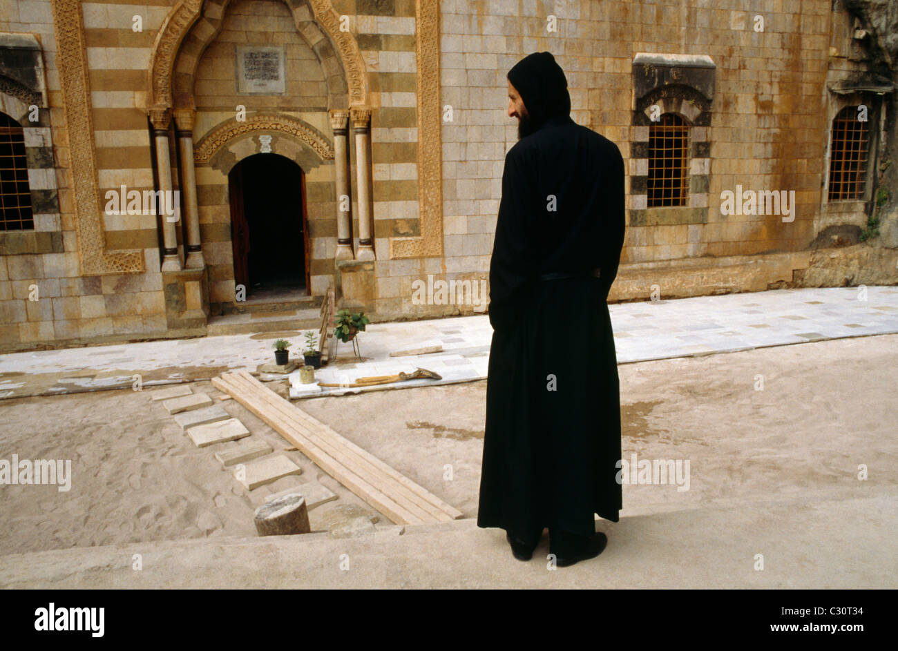 Lebanon St Antoine Mar Kozhaya Monastery & Maronite Monk Stock Photo