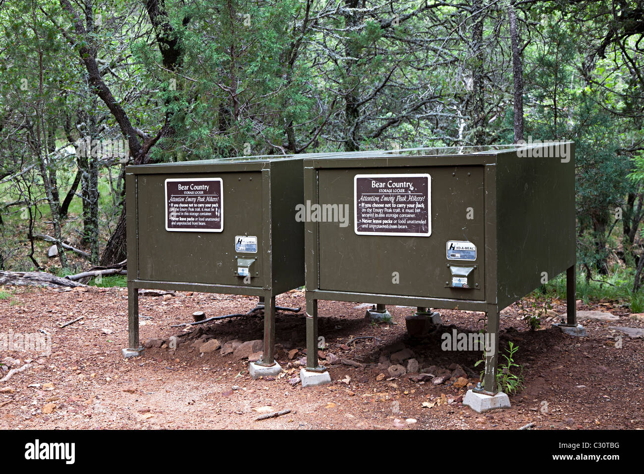 Bear boxes for storing rucksacks and food Big Bend National Park Texas