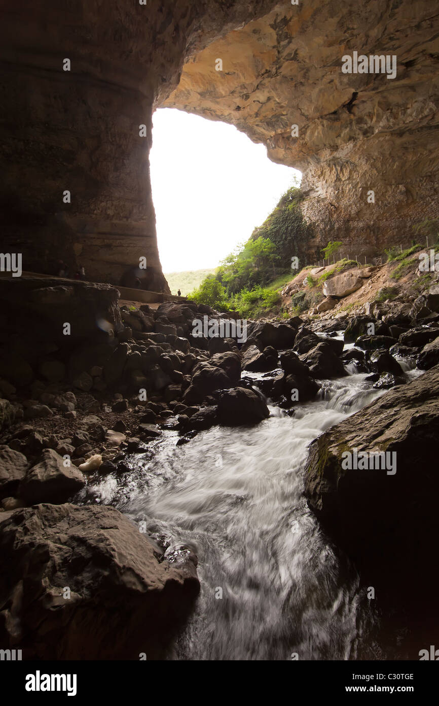 Mas d'Azil where a road passes through a cave Ariege France Stock Photo