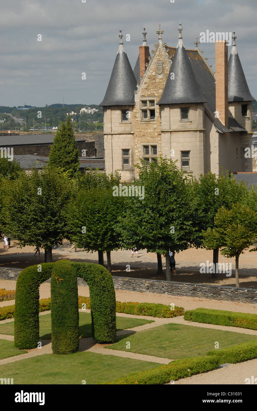 The castle château d'Angers in the UNESCO world heritage area of the French Loire valley was made famous by the good king René. Stock Photo