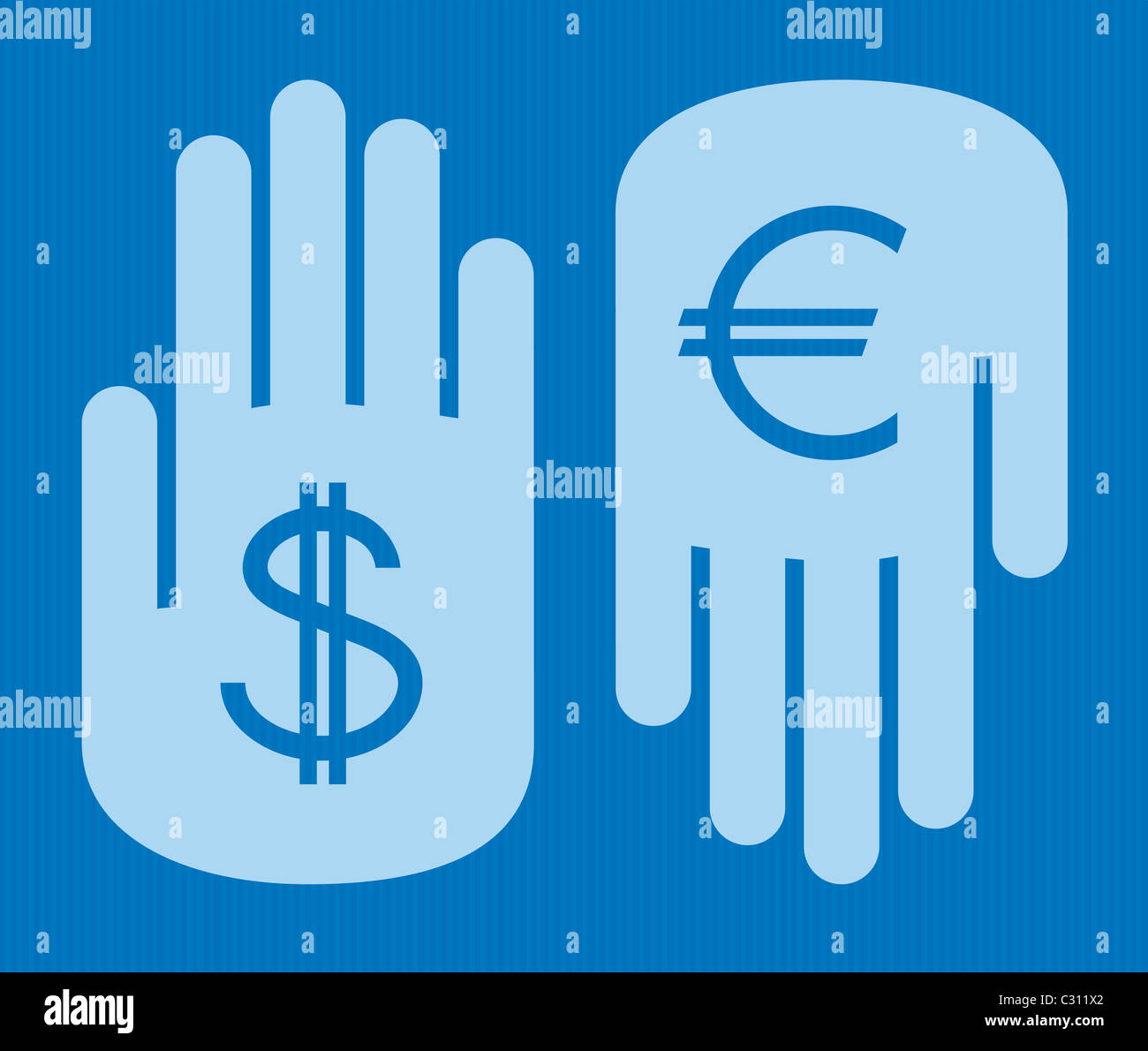 two hands exchanging foreign currency dollar for euro Stock Photo Alamy