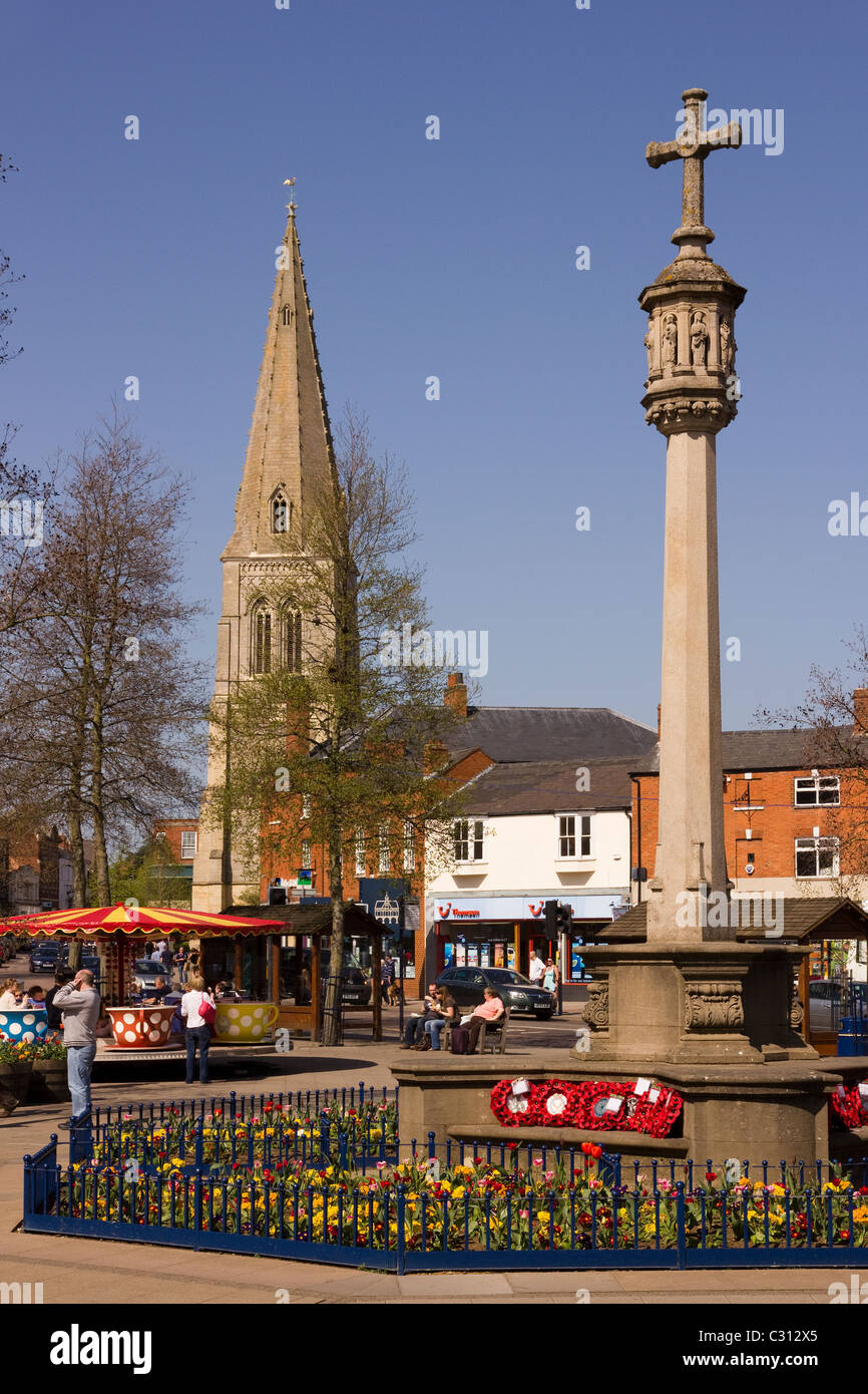 The Square, War memorial and St. Dionysius Church, Market Harborough