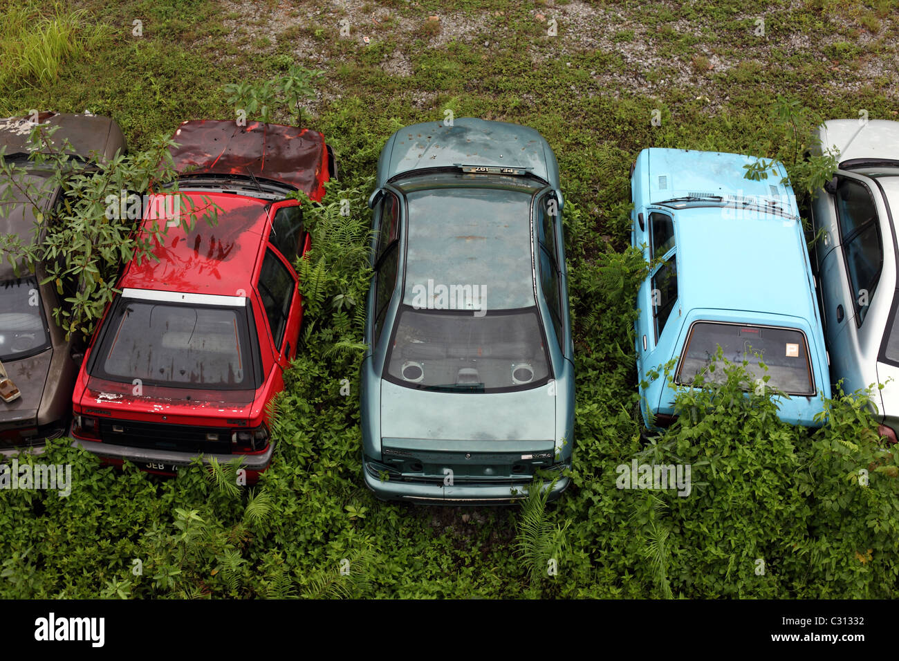 Abandoned car bodies, Kuala Lumpur, Malaysia, Southeast Asia, Asia Stock Photo