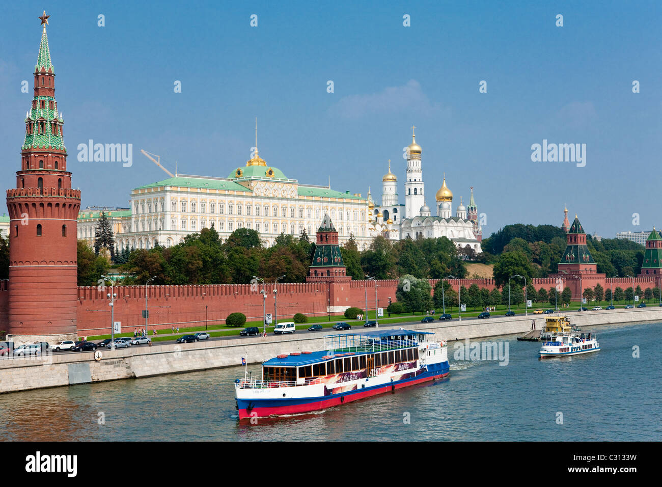 Grand Kremlin Palace and the Church of the Deposition of the Robe, Moscow Kremlin, Russian Federation Stock Photo