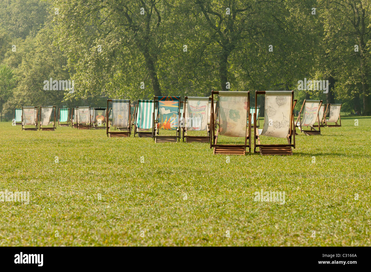 Deck Chairs in Green Park in the Morning,London,UK Stock Photo Alamy