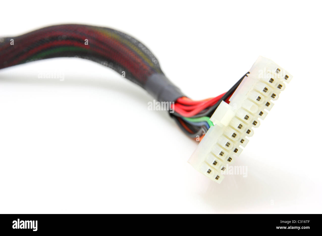 Computer motherboard power lines. Color cables Stock Photo Alamy