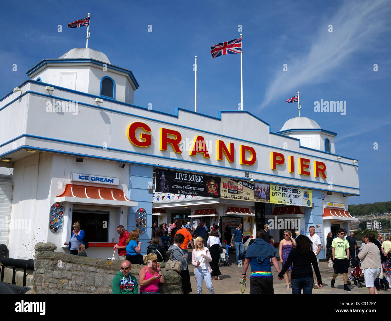 Entrance to the recently refurbished Grand Pier Weston-Super-Mare North Somerset UK Stock Photo