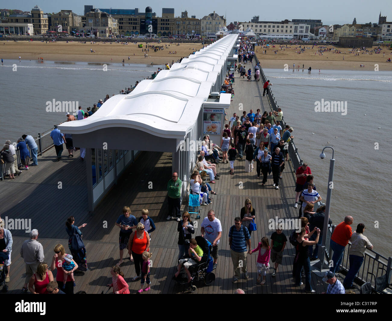 Looking down onto the Grand Pier Weston-Super-Mare North Somerset UK Stock Photo