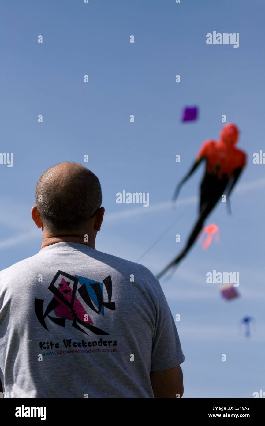 A kite in the shape of a comic character at the family fun day at Streatham park, south London. Stock Photo