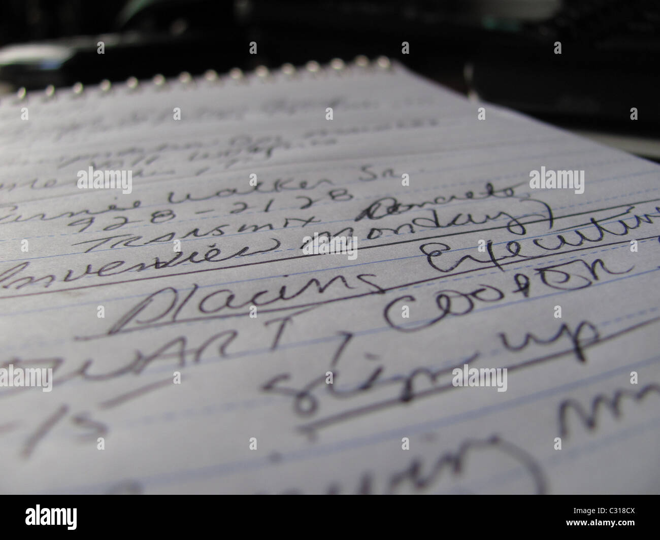 A notepad with notes written all over it Stock Photo - Alamy