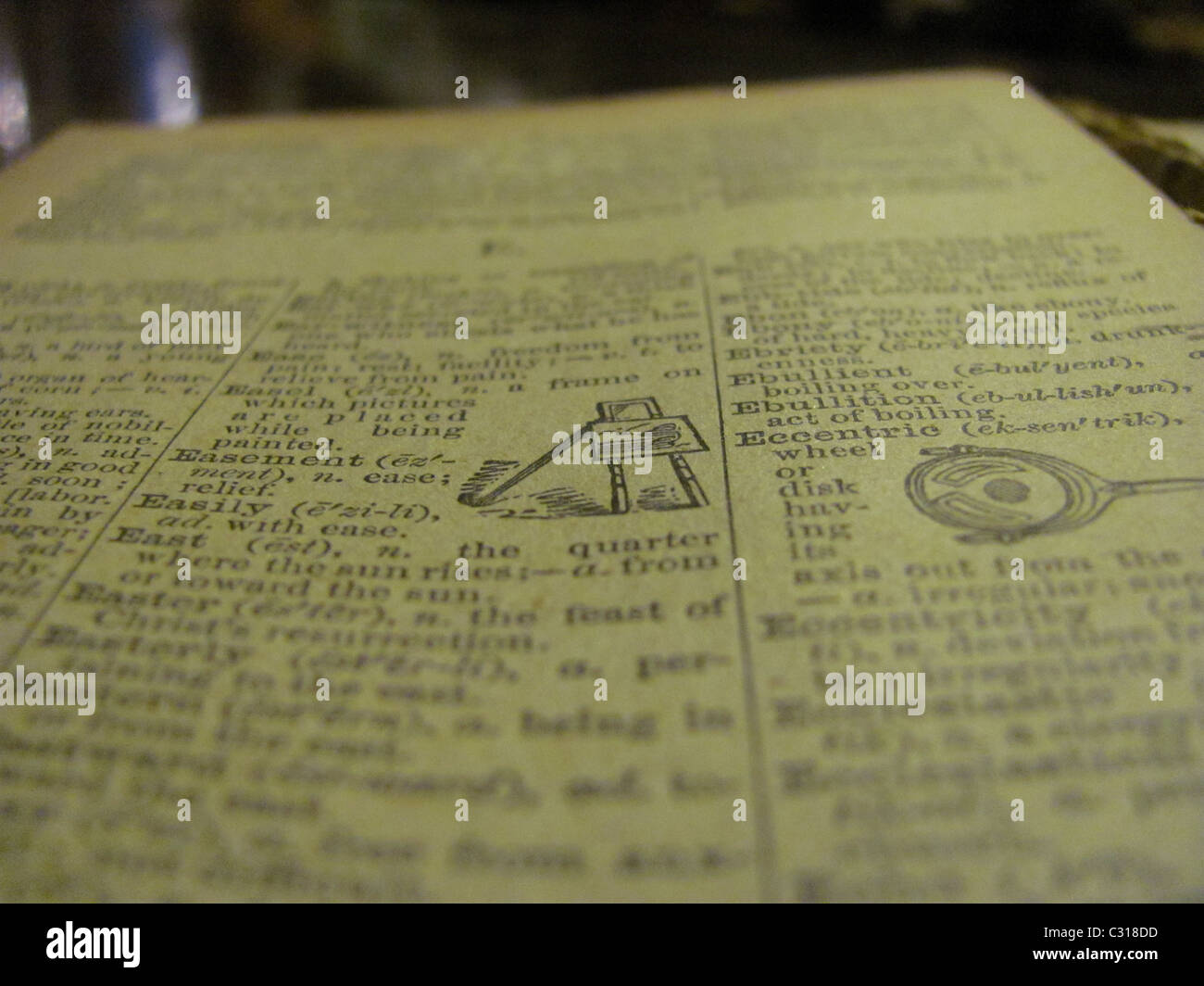 An old dictionary displaying the picture of an easel Stock Photo Alamy