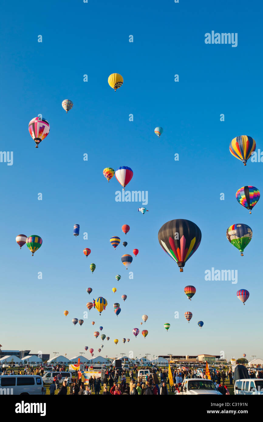 When is the Albuquerque Balloon Festival? A Must-See Event of the Year! Festival 2026 Albuquerque Balloon Festival - Aerial View of Colorful Balloons in the Sky at Sunrise