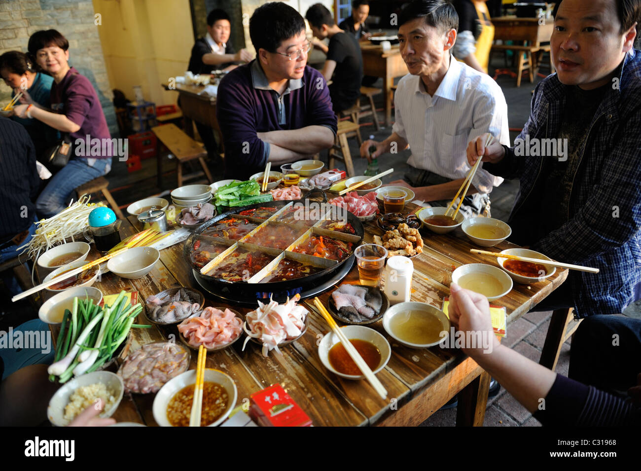 Residents have Hotpot in Chongqing, China. 22-Apr-2011 Stock Photo