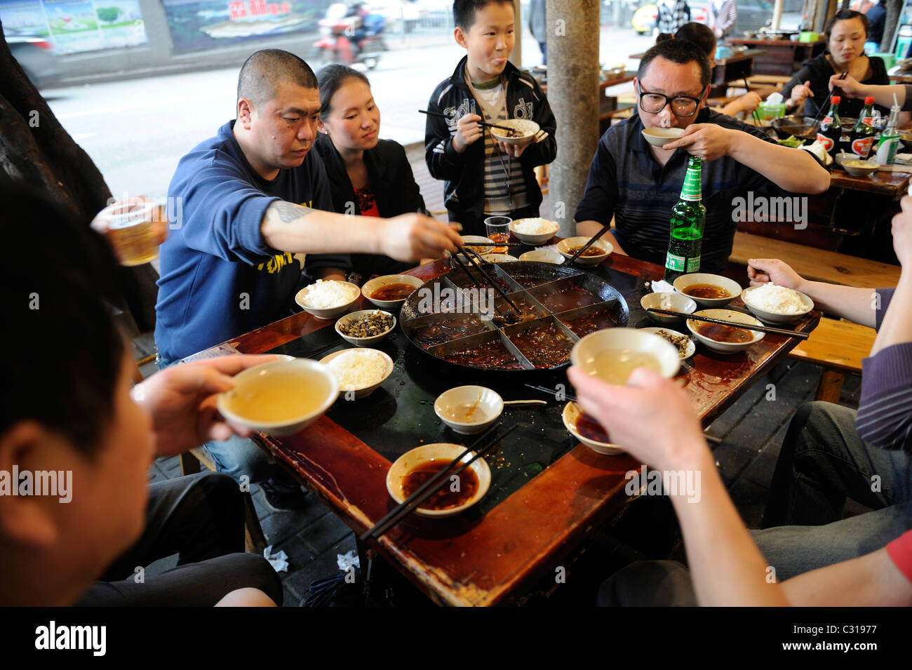 Residents have Hotpot in Chongqing, China. 22-Apr-2011 Stock Photo