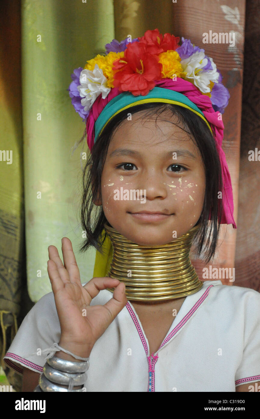 Long Neck Tribe girl, thailand Stock Photo