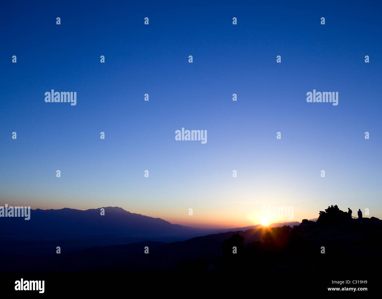 Deep blue sky during sunset from a lookout Stock Photo