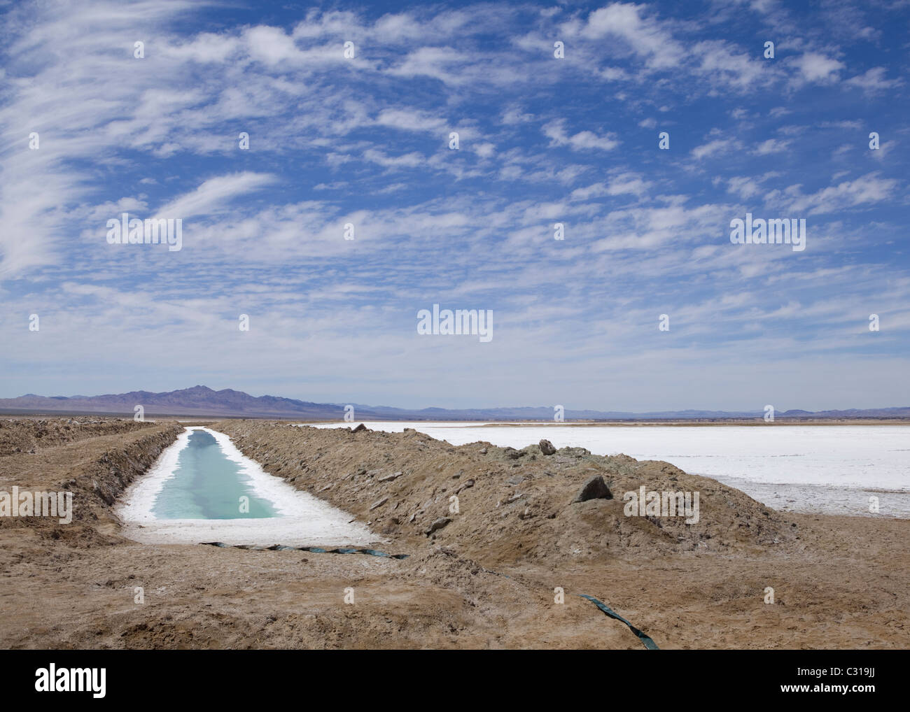 Rock salt evaporation flats - Amboy, California USA Stock Photo