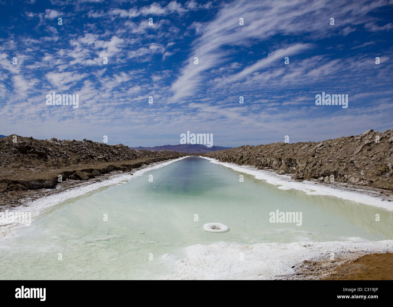 Rock salt evaporation flats - Amboy, California USA Stock Photo