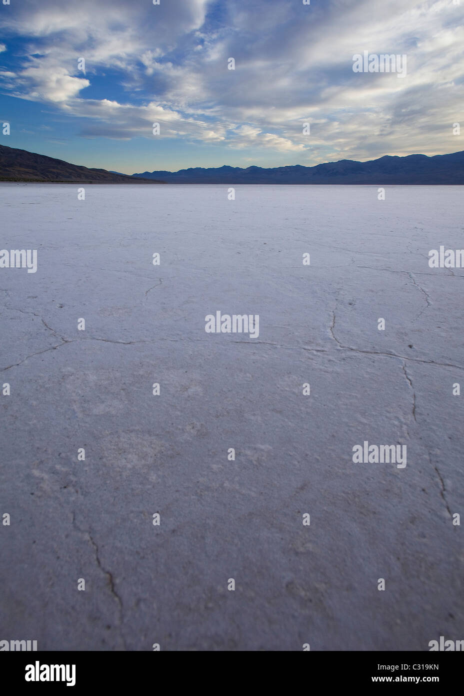 Badwater dry salt lake bed (salt flats) - Death Valley, California USA Stock Photo