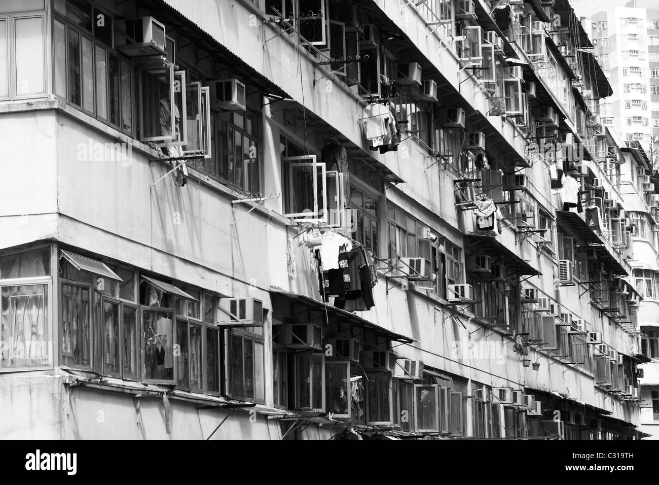 Old apartments in Hong Kong close up at day Stock Photo - Alamy