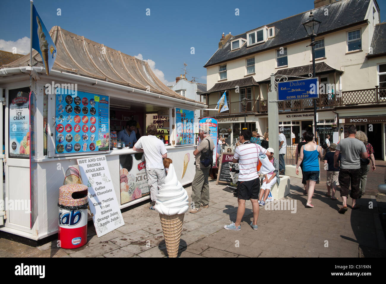 Queue outside a Ice cream shop Sidmouth Stock Photo - Alamy