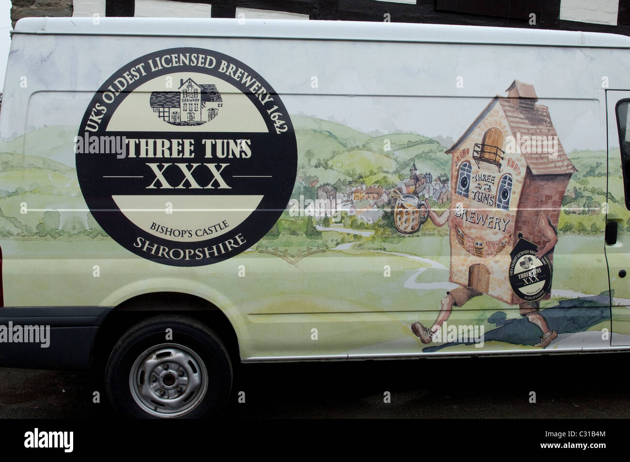 Three Tuns brewery van, Bishops Castle, Shropshire. Stock Photo