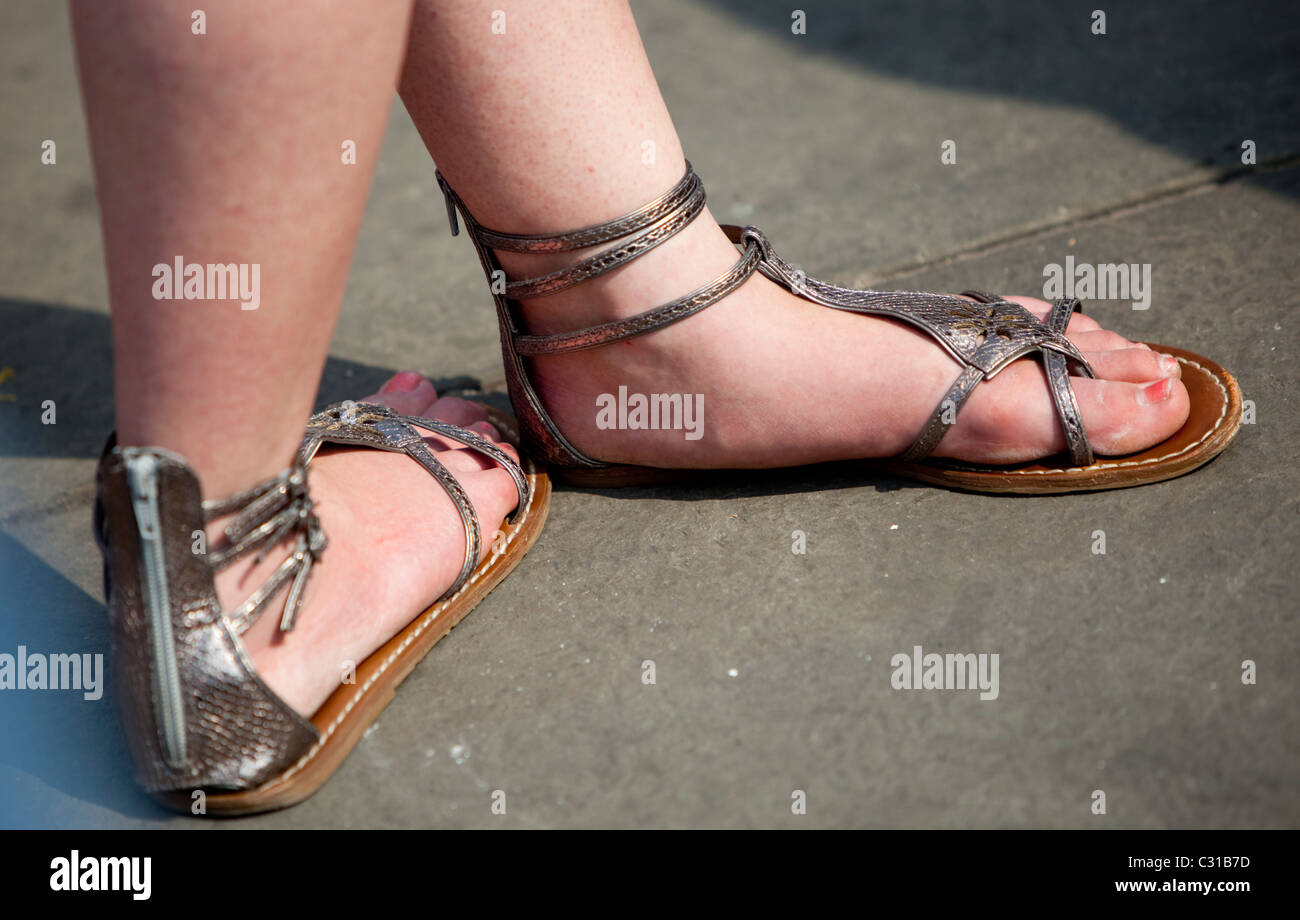 Womans feet wearing sandals hires stock photography and images Alamy