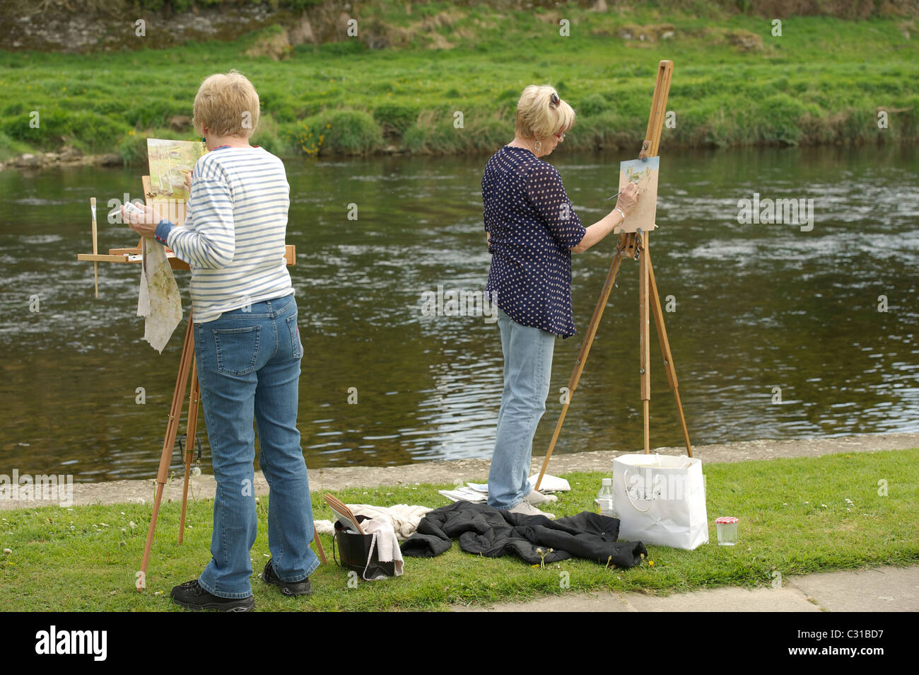 Painting Inistioge . Ireland Stock Photo