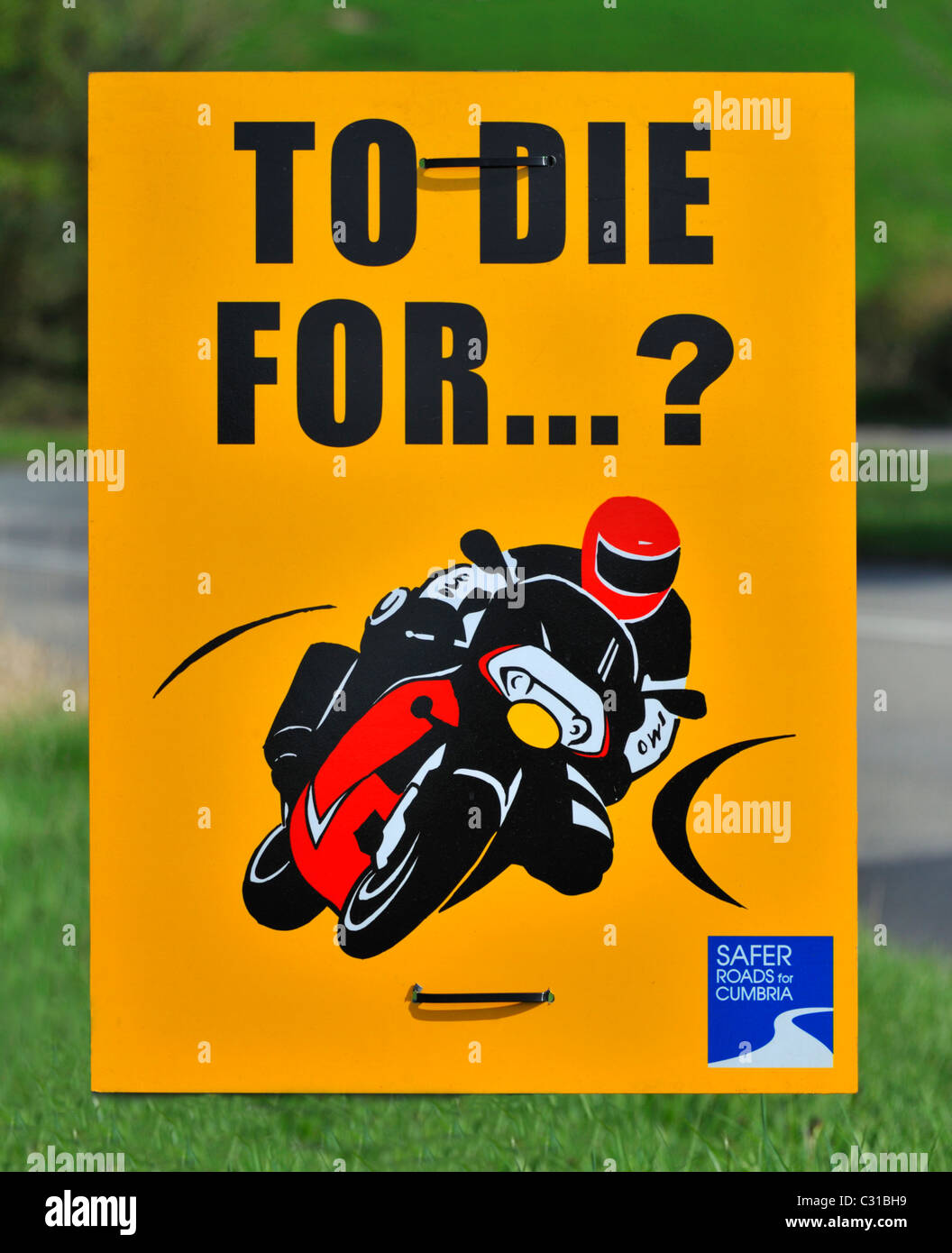 'TO DIE FOR ?'. Safer roads for Cumbria poster. Cumbria, England, United Kingdom, Europe. Stock Photo