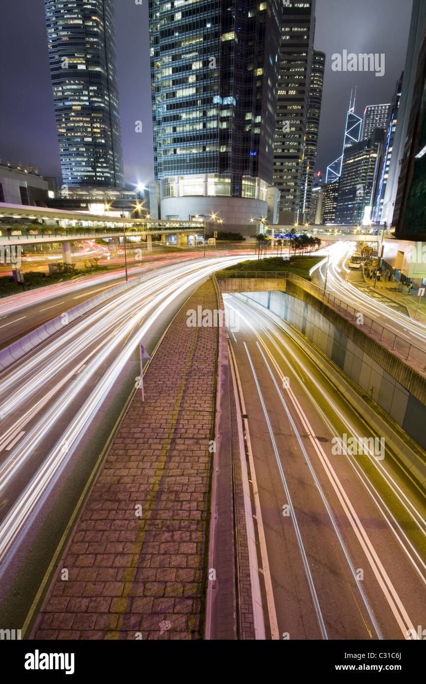 Hong Kong at night with highrise buildings Stock Photo - Alamy