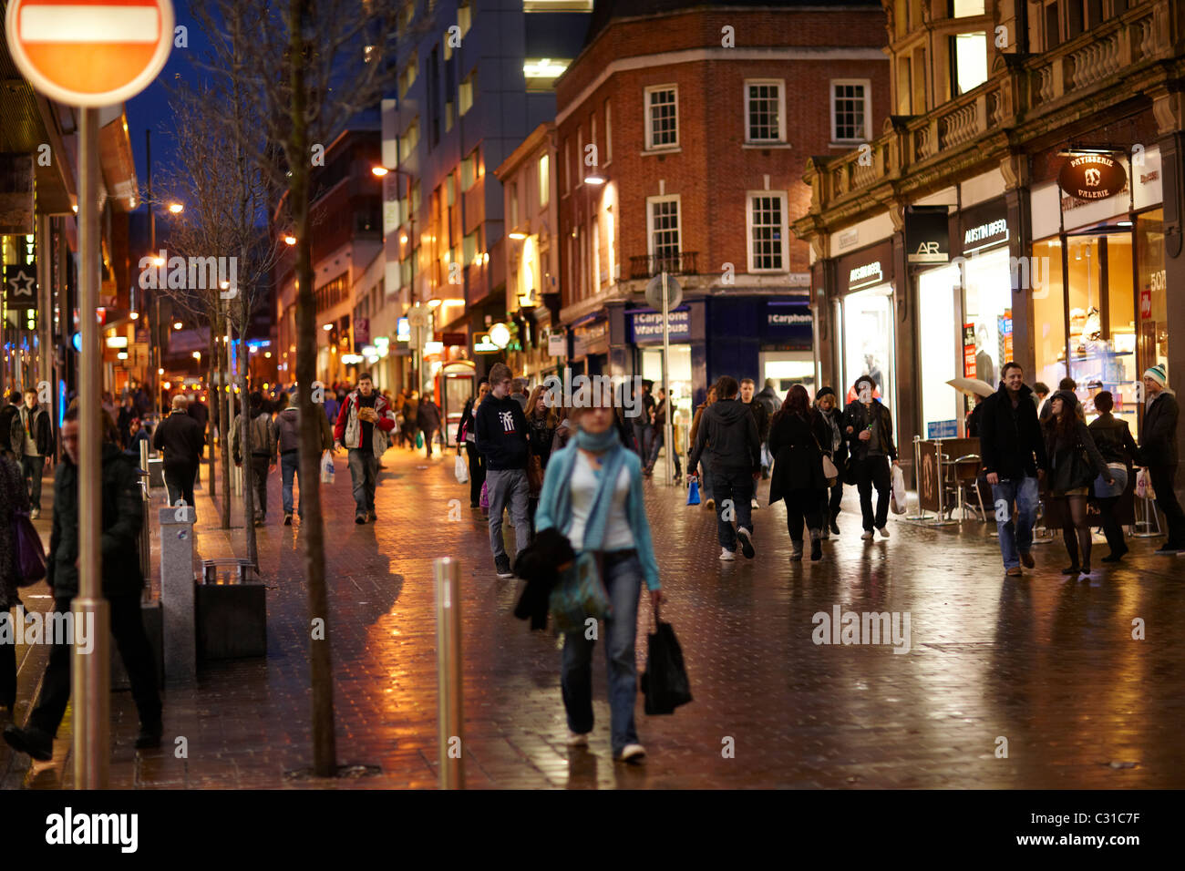 Leeds City Centre Shopping at night Stock Photo